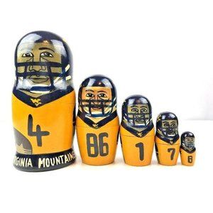 West Virginia Mountaineers NCAA Russian Nesting Dolls 5 Piece 6"